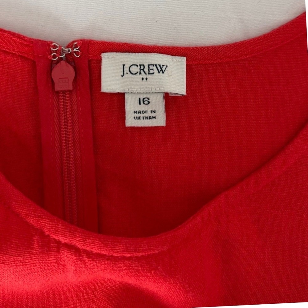 J.Crew Minimalist Womens Red Linen Blend Sleeveless Shift Dress Size 16 - Picture 4 of 11